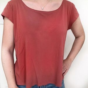 Rose-Beige Eileen Fisher Stretch Silk Cap Slv Top